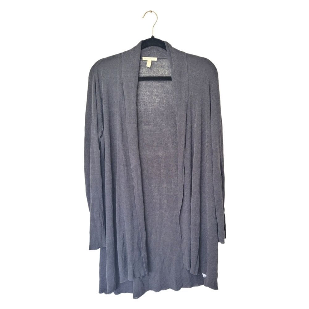 Eileen Fisher Charcoal Organic Linen Cardigan